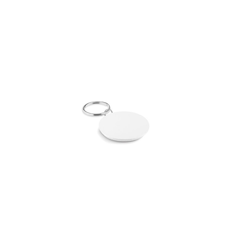 Porte-clés en métal personnalisés avec insert en papier - PIN KEY Matières : métal Couleurs : blanc personnalisable avec votre l
