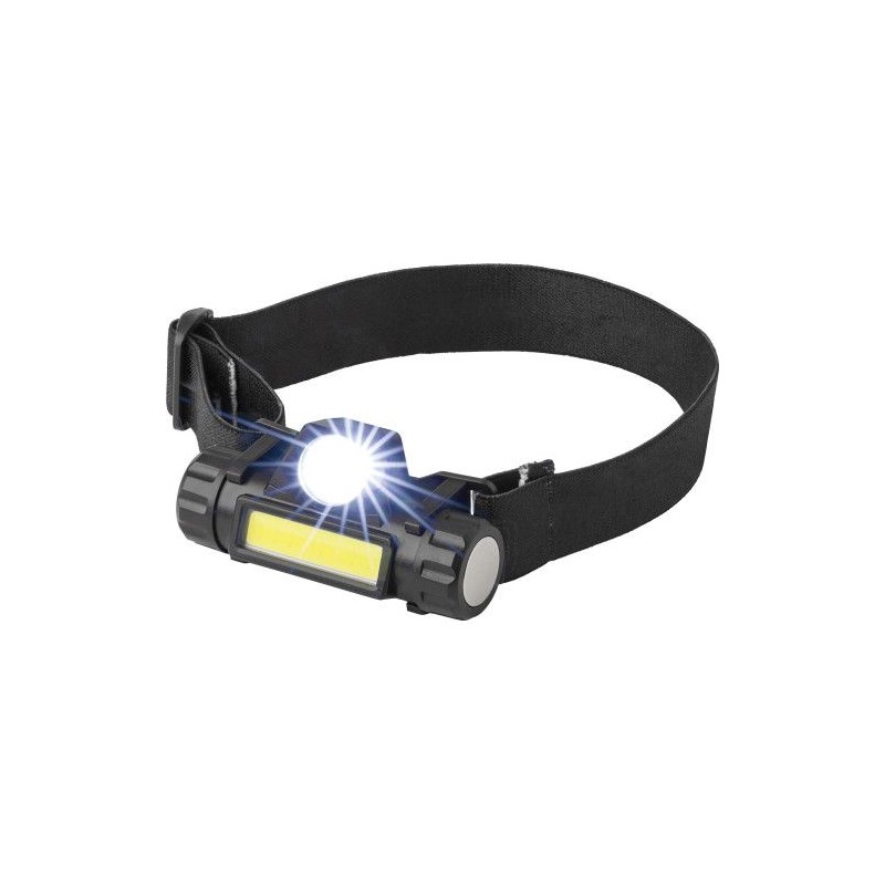 Lampe frontale rechargeable en ABS personnalisée Mina Matières : nylon Couleurs : noir marquage laser ultra précis