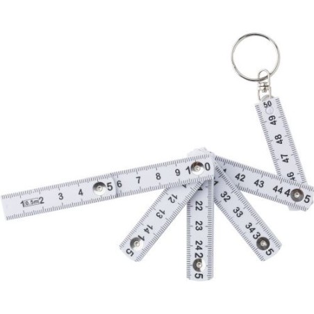 Porte-clés personnalisable en plastique de 50 cm mètre-pliant Holly Matières : métal Couleurs : blanc cadeau entreprise pas cher