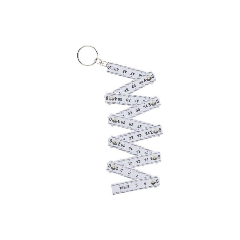 Porte-clés personnalisable en plastique de 50 cm mètre-pliant Holly Matières : métal Couleurs : blanc goodies publicitaire événe