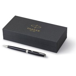 Stylo bille luxe personnalisé Parker Sonnet Matières : métal Couleurs : bleu impression haute définition