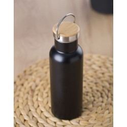 Bouteille isotherme  500 ml en acier inoxydable - Odette Matières : bambou Couleurs : blanc personnalisation rapide en France