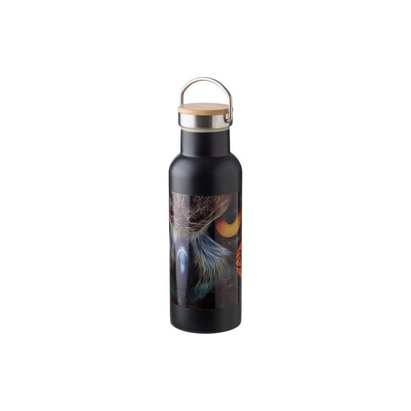 Bouteille isotherme  500 ml en acier inoxydable - Odette Matières : bambou Couleurs : blanc cadeau affaires élégant