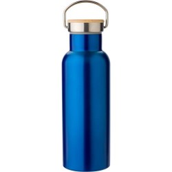 Bouteille isotherme  500 ml en acier inoxydable - Odette Matières : bambou Couleurs : bleu goodies publicitaire événementiel
