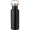 Bouteille isotherme  500 ml en acier inoxydable - Odette Matières : bambou Couleurs : noir cadeau entreprise pas cher