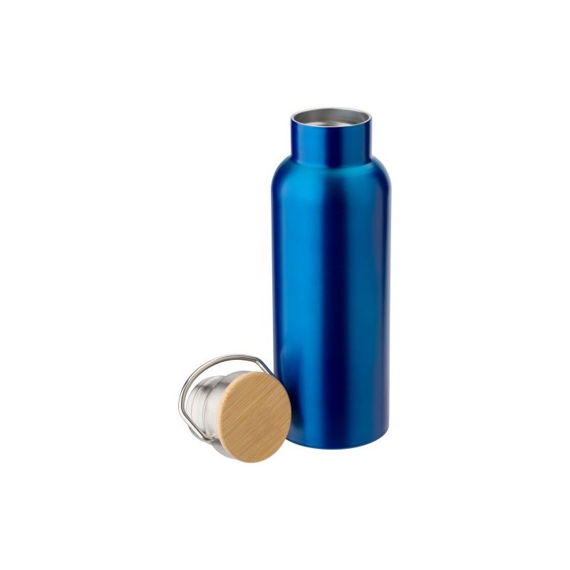 Bouteille isotherme  500 ml en acier inoxydable - Odette Matières : bambou Couleurs : noir objet publicitaire robuste