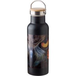 Bouteille isotherme  500 ml en acier inoxydable - Odette Matières : bambou Couleurs : noir goodies personnalisé en stock
