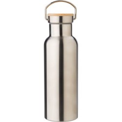 Bouteille isotherme  500 ml en acier inoxydable - Odette Matières : bambou Couleurs : argenté personnalisable avec votre logo