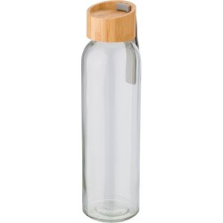 Bouteille  en verre de 500 ml avec bouchon en bambou personnalisée - Marc Matières : bambou Couleurs : brun