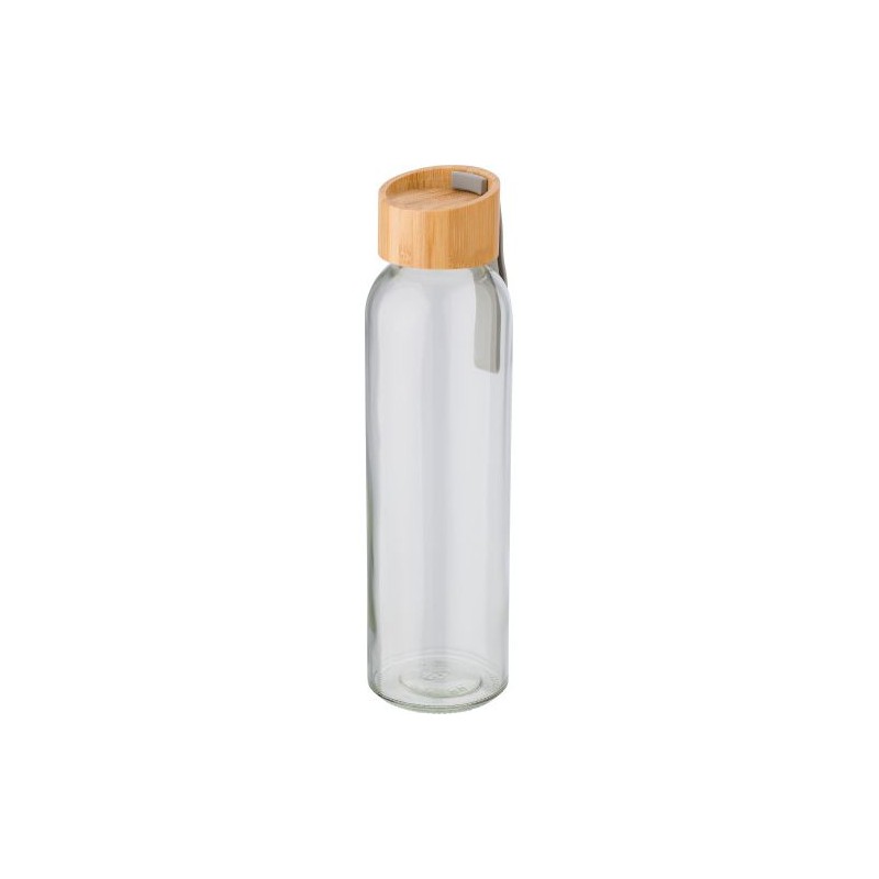 Bouteille  en verre de 500 ml avec bouchon en bambou personnalisée - Marc Matières : bambou Couleurs : brun