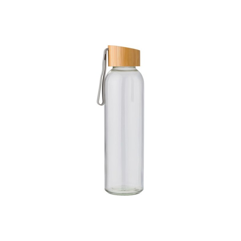 Bouteille  en verre de 500 ml avec bouchon en bambou personnalisée - Marc Matières : bambou Couleurs : brun personnalisable avec