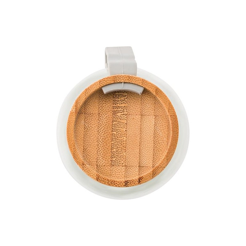Bouteille  en verre de 500 ml avec bouchon en bambou personnalisée - Marc Matières : bambou Couleurs : brun cadeau entreprise pa