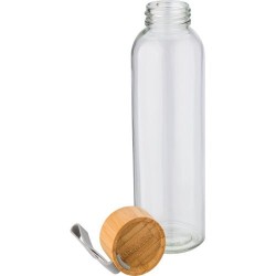 Bouteille  en verre de 500 ml avec bouchon en bambou personnalisée - Marc Matières : bambou Couleurs : brun goodies publicitaire