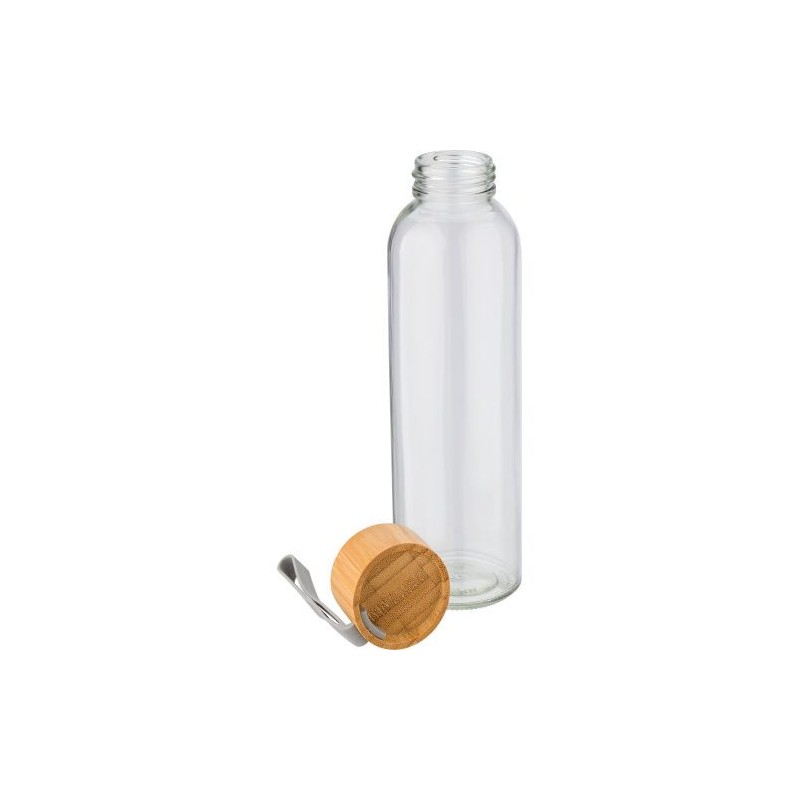 Bouteille  en verre de 500 ml avec bouchon en bambou personnalisée - Marc Matières : bambou Couleurs : brun goodies publicitaire