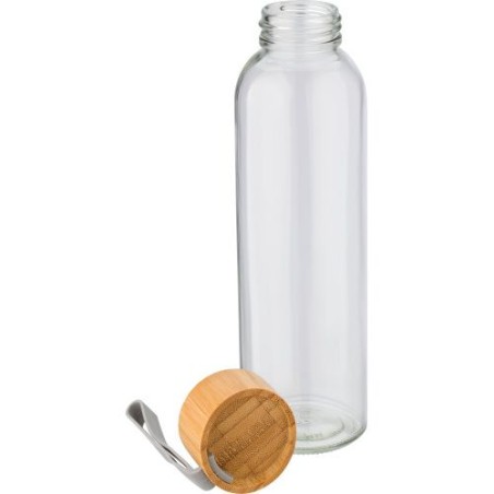 Bouteille  en verre de 500 ml avec bouchon en bambou personnalisée - Marc Matières : bambou Couleurs : brun goodies publicitaire