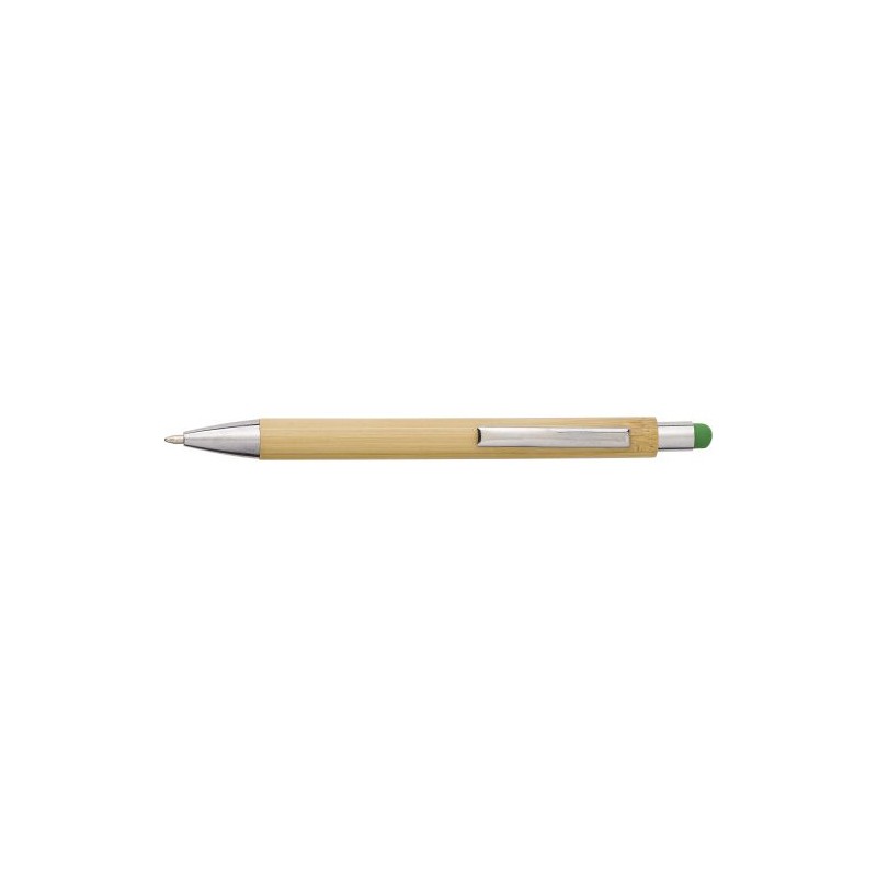 Stylo bille  en bambou et plastique - Claire Matières : bambou Couleurs : vert citron
