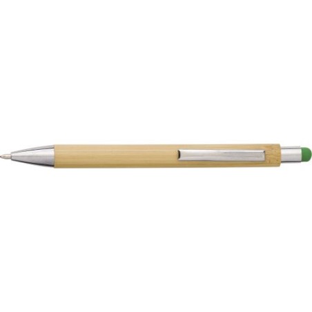 Stylo bille  en bambou et plastique - Claire Matières : bambou Couleurs : vert citron objet promo petit budget