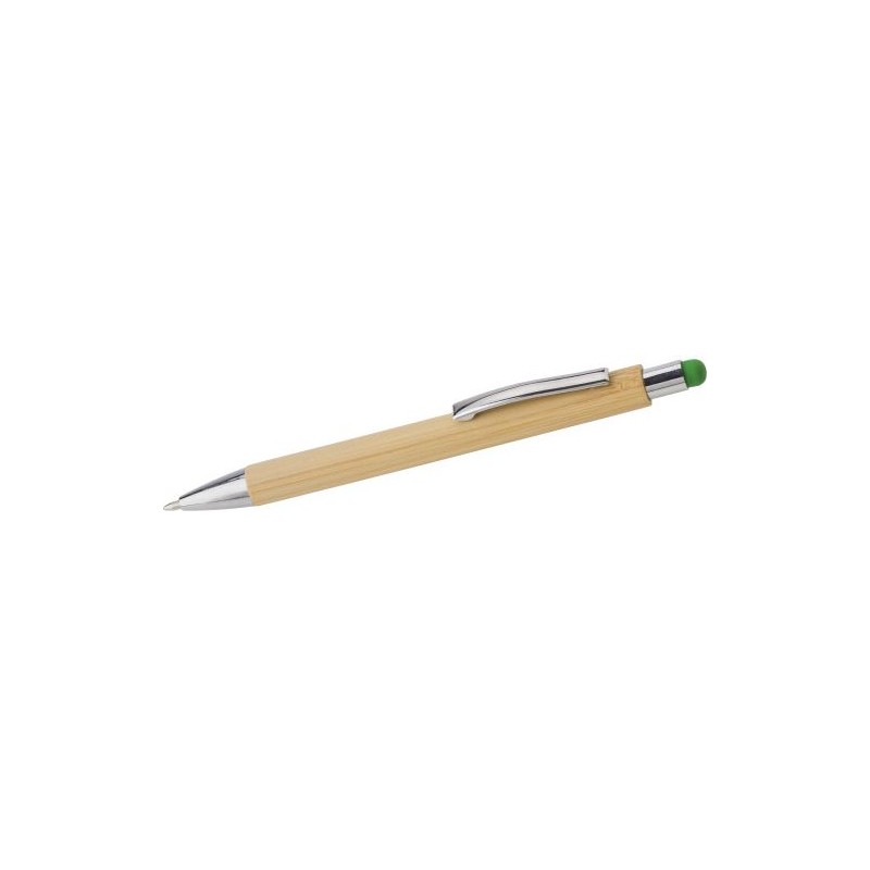 Stylo bille  en bambou et plastique - Claire Matières : bambou Couleurs : vert citron goodies entreprise design