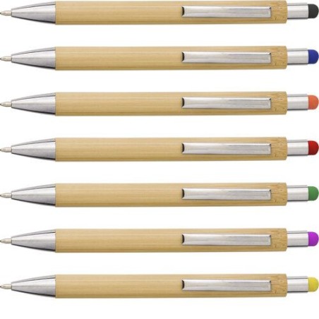 Stylo bille  en bambou et plastique - Claire Matières : bambou Couleurs : jaune objet promotionnel éco-responsable