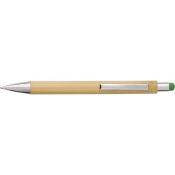 Stylo bille  en bambou et plastique - Claire Matières : bambou Couleurs : jaune marquage couleur éclatante