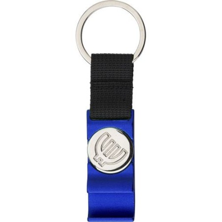 Porte-clés métal décapsuleur personnalisé pratique Lionel Matières : polyester Couleurs : bleu personnalisation rapide en France