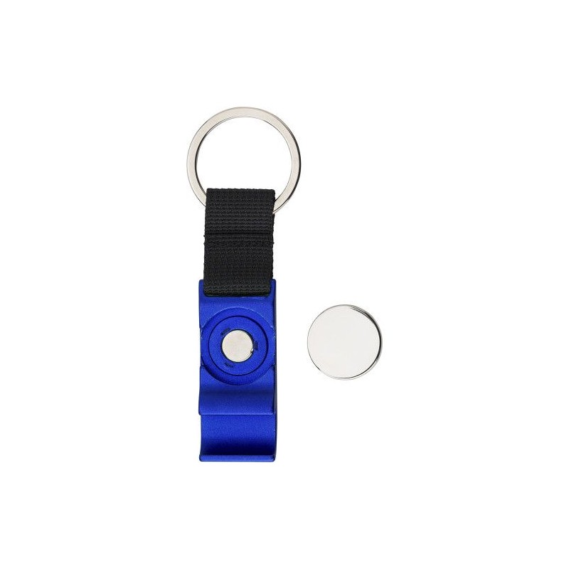 Porte-clés métal décapsuleur personnalisé pratique Lionel Matières : polyester Couleurs : bleu objet publicitaire robuste