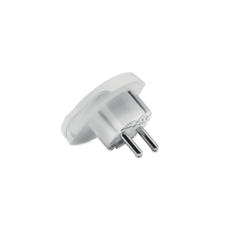 Adaptateur sécurisé 3-pole  World to EU SKROSS Matières : ABS Couleurs : blanc personnalisable avec votre logo