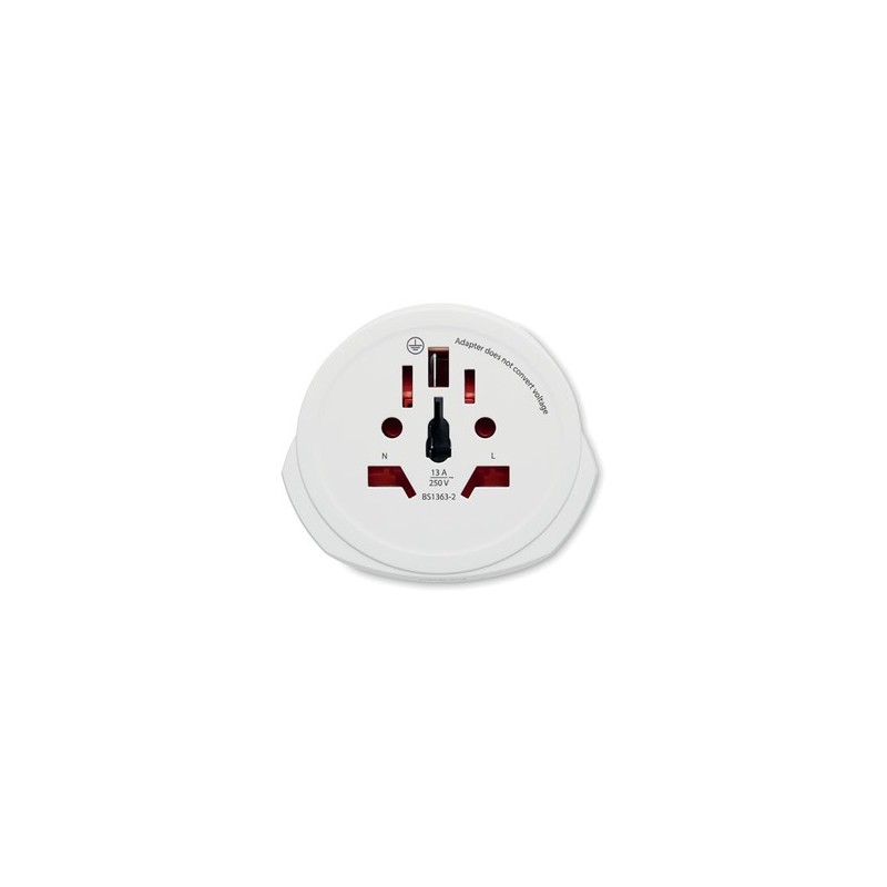Adaptateur sécurisé 3-pole  World to EU SKROSS Matières : ABS Couleurs : blanc cadeau entreprise pas cher