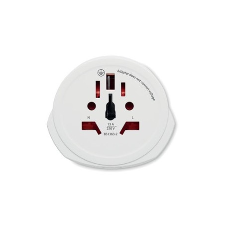 Adaptateur sécurisé 3-pole  World to EU SKROSS Matières : ABS Couleurs : blanc cadeau entreprise pas cher