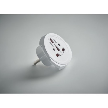 Adaptateur sécurisé 3-pole  World to EU SKROSS Matières : ABS Couleurs : blanc goodies publicitaire événementiel