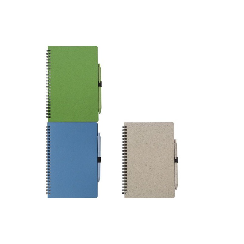 Carnet à spirale  en fibre de paille avec couverture en PP - Massimo Matières : papier Couleurs : brun goodies publicitaire évén