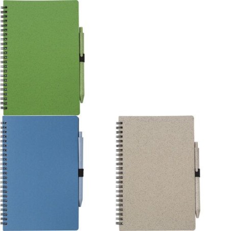 Carnet à spirale  en fibre de paille avec couverture en PP - Massimo Matières : papier Couleurs : brun goodies publicitaire évén