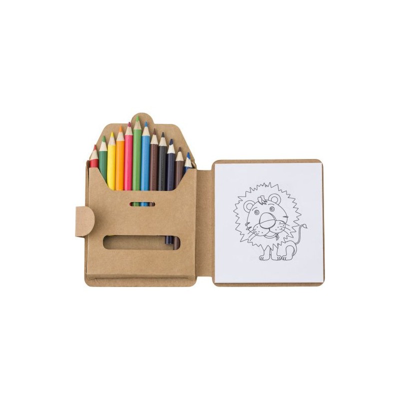 Set à dessin  de 12 crayons colorés pour enfants Marlon Matières : bois Couleurs : multicolore goodies publicitaire événementiel