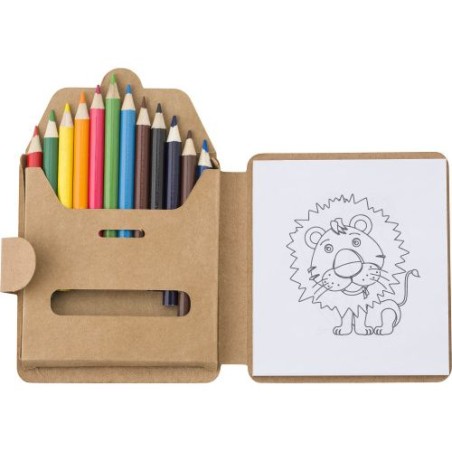 Set à dessin  de 12 crayons colorés pour enfants Marlon Matières : bois Couleurs : multicolore goodies publicitaire événementiel