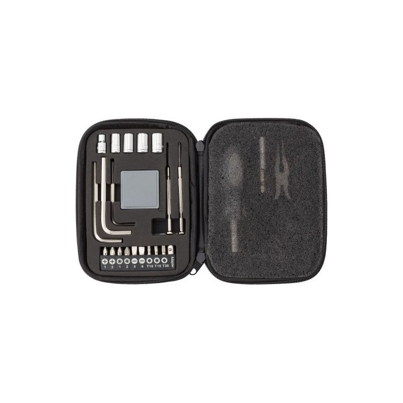 Boîte à outils  de 23 pièces dans un étui zippé en PU Lani Matières : polyester Couleurs : noir cadeau entreprise pas cher