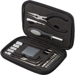 Boîte à outils  de 23 pièces dans un étui zippé en PU Lani Matières : polyester Couleurs : noir impression haute définition