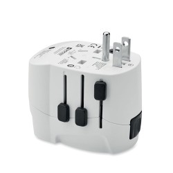 Adaptateur de chargeur universel personnalisé PRO Light avec 2x USB et 3 pôles Matières : ABS Couleurs : blanc 2