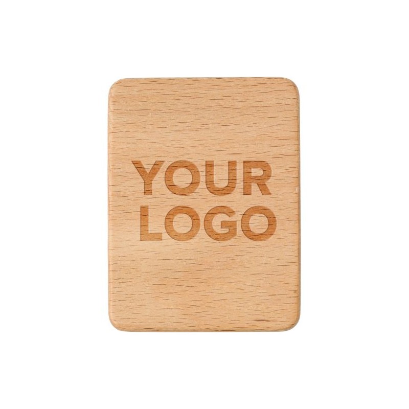 Support en bois d'hévéa personnalisé pour téléphone - Nyla Matières : bois Couleurs : brun personnalisable avec votre logo