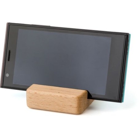 Support en bois d'hévéa personnalisé pour téléphone - Nyla Matières : bois Couleurs : brun goodies publicitaire événementiel