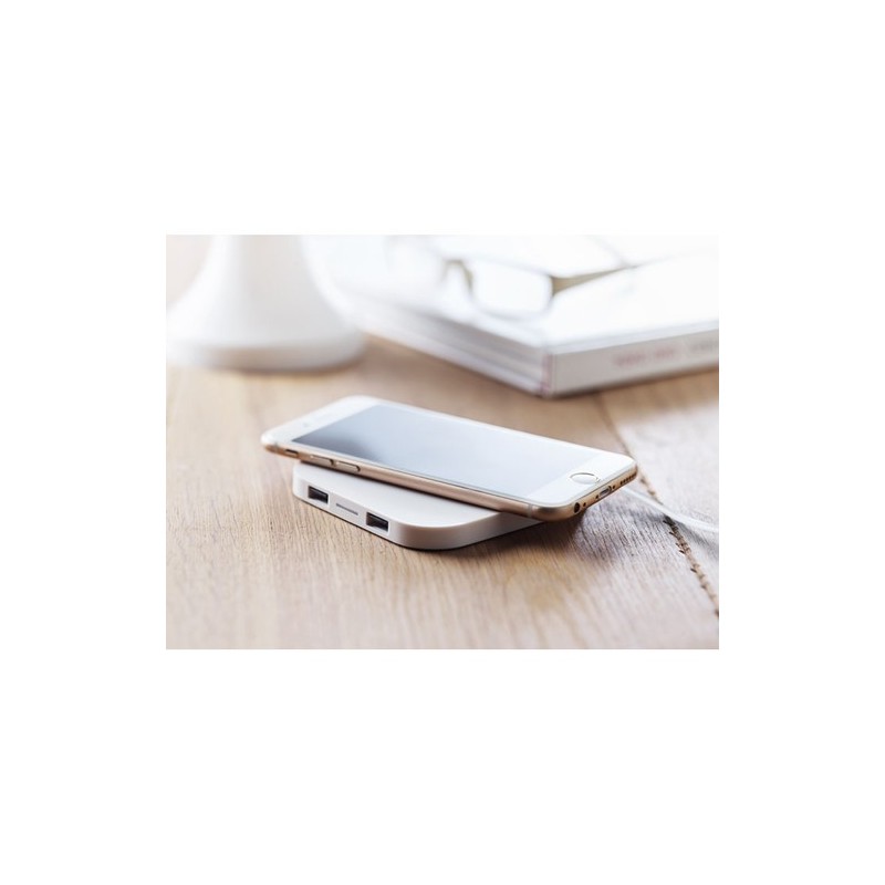 Chargeur sans fil personnalisé 4000 mAh UNIPAD Matières : ABS Couleurs : blanc cadeau collaborateur premium