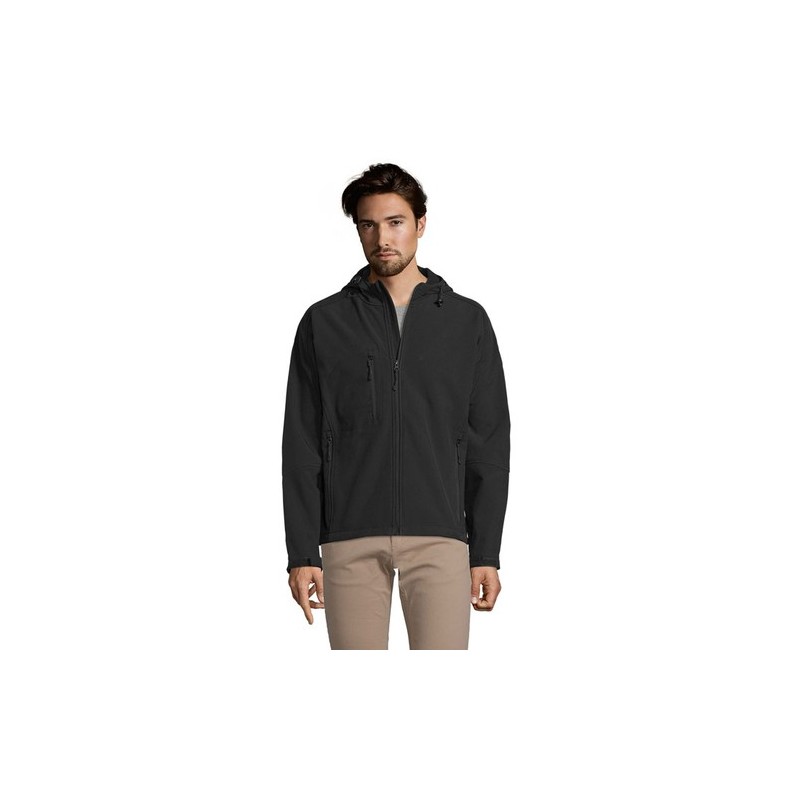 Veste Softshell Éco-responsable et Pratique 340g Personnalisée - REPLAY Men Taille textile : XL Couleurs : noir impression haute