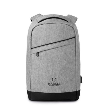 Sac à dos antivol personnalisé pour les pros pas cher - BERLIN Matières : PET Couleurs : gris objet publicitaire robuste