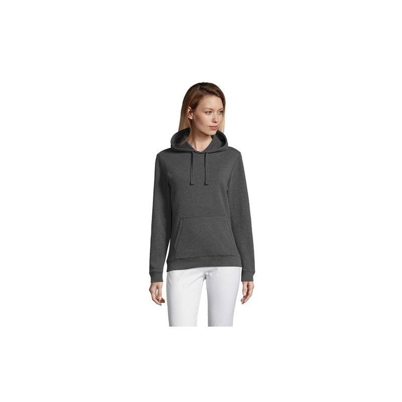 Sweat-shirt Femme Personnalisé à Capuche - Spencer Taille textile : XL Couleurs : anthracite chiné objet promotionnel éco-respon