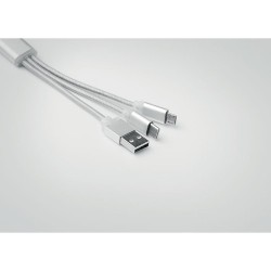 Porte-clés Pratique Personnalisé Chargeur USB 3 Types RIZO Matières : PVC Couleurs : argenté impression logo haute qualité