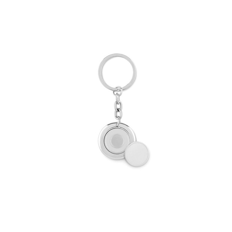 Porte-clés personnalisés avec jeton aimanté FLAT RING Matières : acier inoxydable Couleurs : argenté brillant