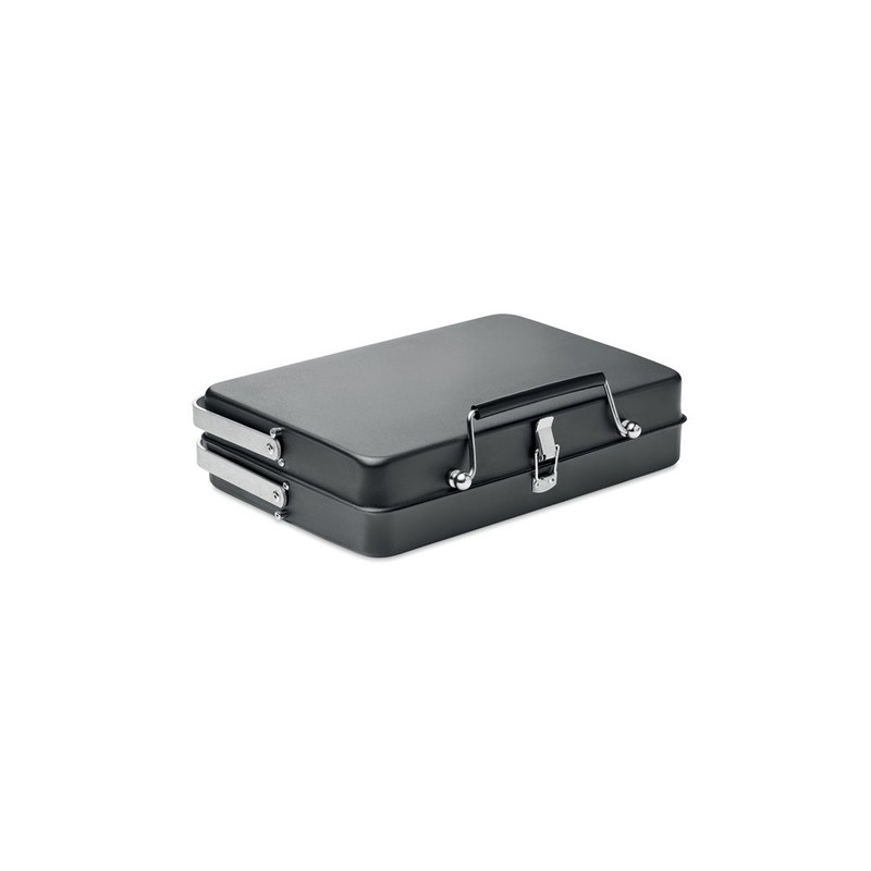 Barbecue portable personnalisable avec support - BBQ TO GO Matières : acier inoxydable Couleurs : noir cadeau entreprise pas che