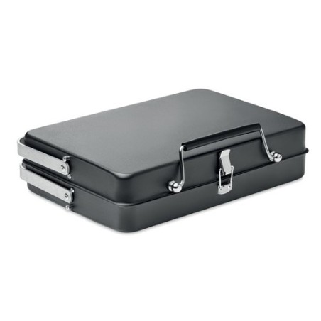 Barbecue portable personnalisable avec support - BBQ TO GO Matières : acier inoxydable Couleurs : noir cadeau entreprise pas che