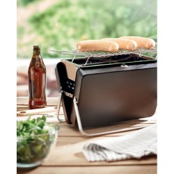 Barbecue portable personnalisable avec support - BBQ TO GO Matières : acier inoxydable Couleurs : noir goodies publicitaire évén
