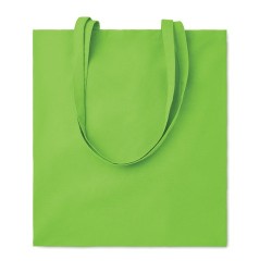 Sac shopping  en coton 140gr/m² personnalisé COTTONEL COLOUR + Matières : coton Couleurs : vert citron goodies entreprise design