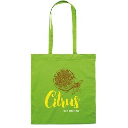 Sac shopping  en coton 140gr/m² personnalisé COTTONEL COLOUR + Matières : coton Couleurs : vert citron cadeau entreprise pas che